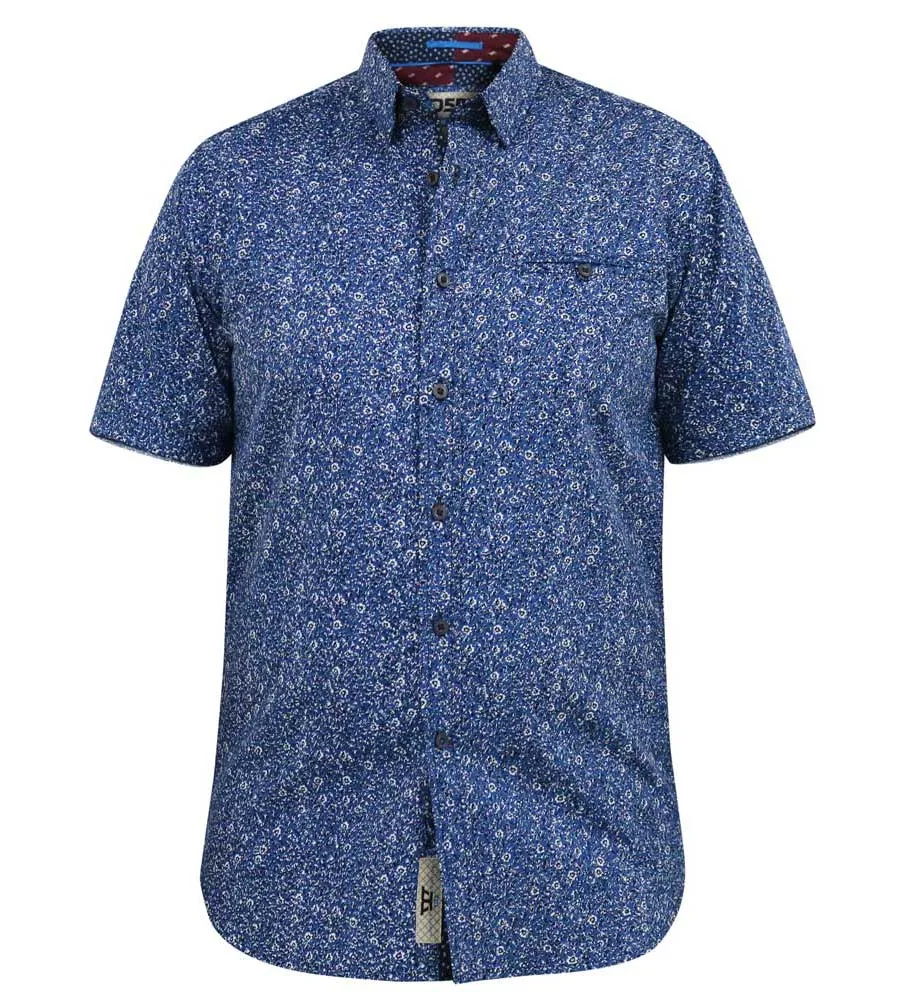 D555 Big Mens Blue Short Sleeve Shirt With All Over Micro Print (KYLE)